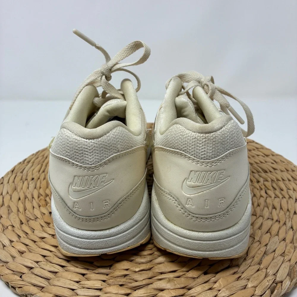 Nike Air Max 1 Women's 9 Sail Cream White Glitter Swoosh Sneakers AT5248-100 - Picture 6 of 8